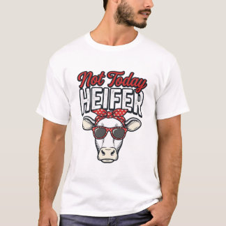 Camiseta Não Hoje Novilha Vaca Engraçada Design Vetorial Vi