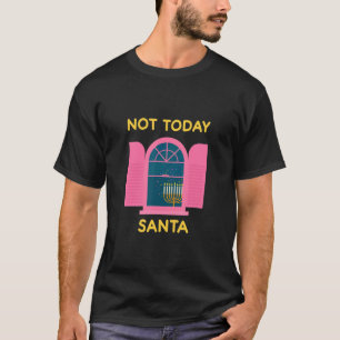 Camiseta Não hoje Papais noeis judeus Hanukkah Menorah acen