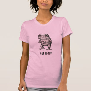 Camiseta "Não Hoje" Rã Mal-Humorada Engraçada Com Café
