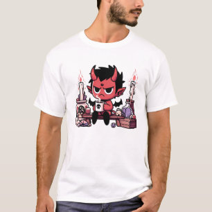 Camiseta Não hoje, Satã - Demônio Humor Escuro com Café De