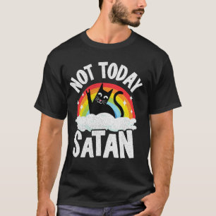 Camiseta Não Hoje Satã Gato Arco-Íris Gótico Jesus Morte En