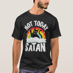 Camiseta Não Hoje Satã Gato Arco-Íris Gótico Jesus Morte En