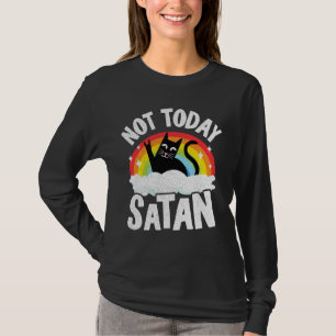 Camiseta Não Hoje Satã Gato Arco-Íris Gótico Jesus Morte En