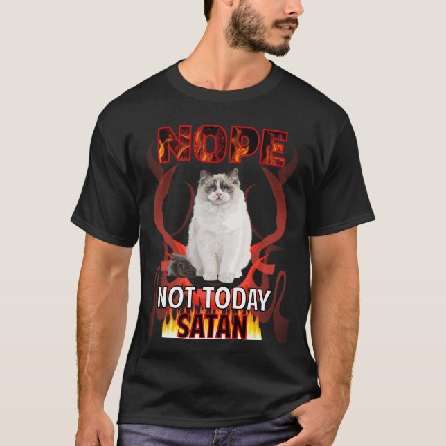 Camiseta Não Hoje Satanás Ragdoll Cat 01 (Frente)