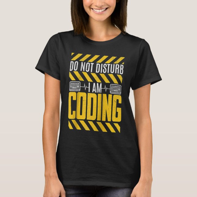 Camiseta Não Incomodar Estou Codificando Programador (Frente)