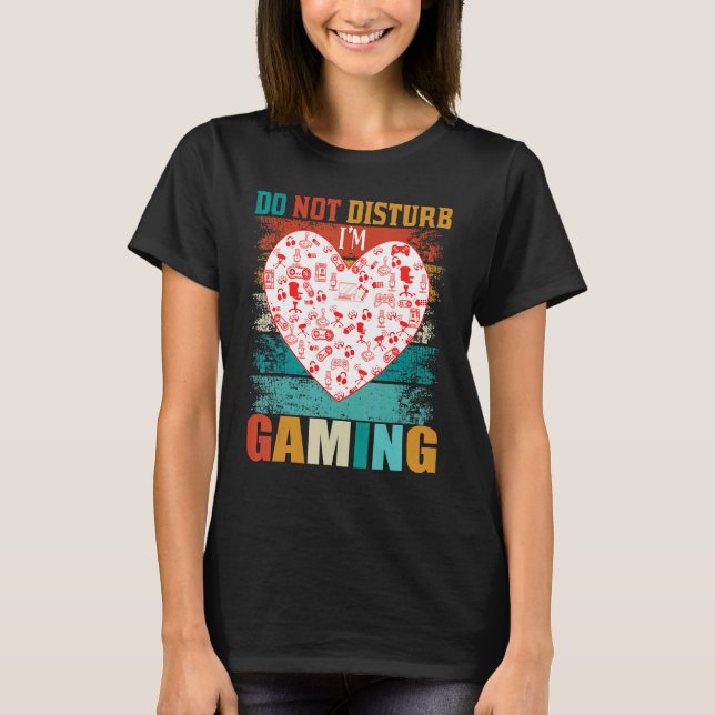 Camiseta Não Incomodar Joystick Retro Gambler do Coração (Frente)