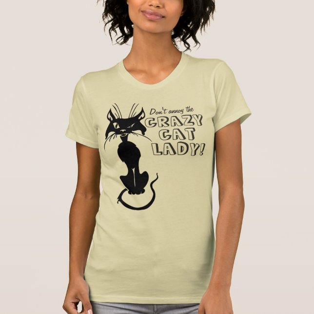 Camiseta Não irrite a senhora louca do gato (Frente)