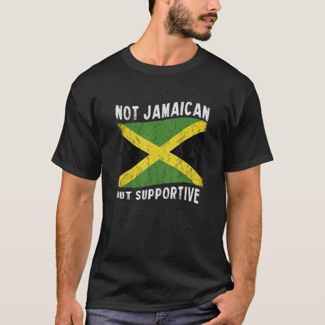 Camiseta Não jamaicano, mas bandeira nacional de apoio Insp (Frente)