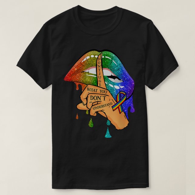 Camiseta Não julgue o que você não entende de orgulho LGBT (Frente do Design)
