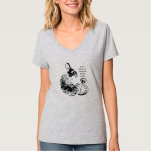 Camiseta Não me apresse, último minuto, coelho atrasado d