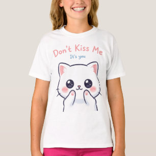 Camiseta Não me beije a ilustração do gato Kawaii Engraça