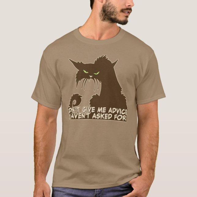 Camiseta Não me dê conselhos de gato zangado dizendo escuro (Frente)