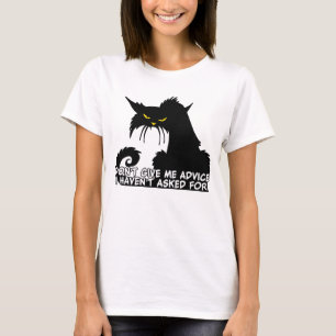 Camiseta Não me dê conselhos sobre gatos zangados dizendo