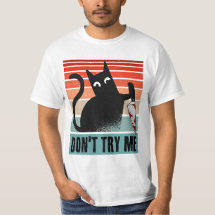 Camiseta Não me tente, Moody Cat com convite à faca