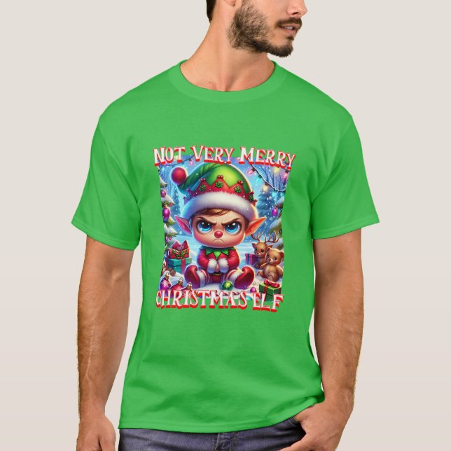 Camiseta Não Muito Feliz Elf De Natal (Frente)