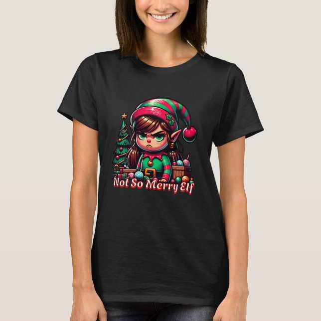 Camiseta Não Muito Feliz Elf De Natal (Frente)