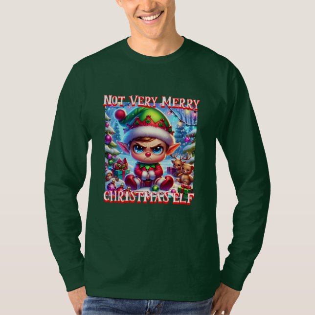 Camiseta Não Muito Feliz Elf De Natal (Frente)