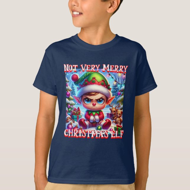 Camiseta Não Muito Feliz Elf De Natal (Frente)