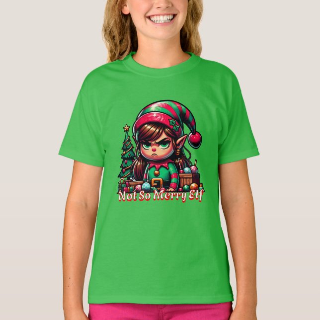Camiseta Não Muito Feliz Elf De Natal (Frente)