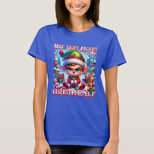 Camiseta Não Muito Feliz Elf De Natal (Frente)