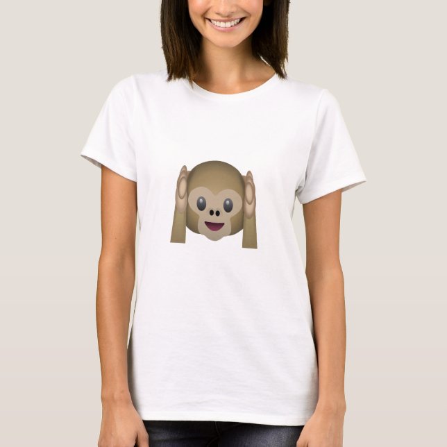 Camiseta Não ouça nenhum macaco mau Emoji (Frente)