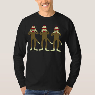 Camiseta Não ouça, veja, fale nenhum macaco da peúga do