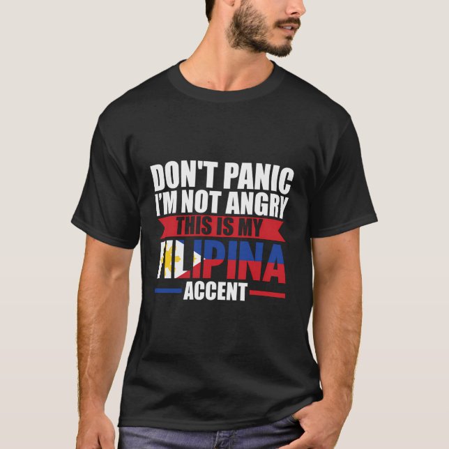 Camiseta Não Pânico Não Estou Zangado Este É O Sotaque Fili (Frente)