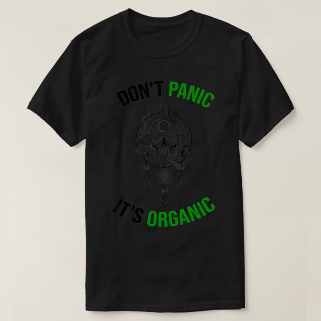 Camiseta Não Pânico Seu Movimento Hippie De Apoio Orgânico (Frente do Design)