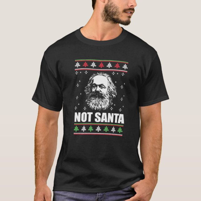 Camiseta NÃO PAPAIS NOEIS Karl Marx Suor de Natal Feio Xmas (Frente)