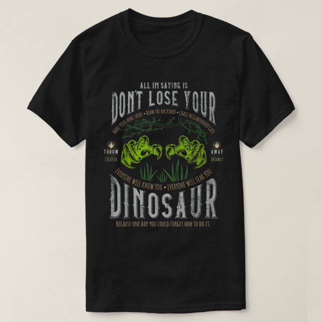 Camiseta Não Perder o teu gráfico dos Irmãos Dinossauros. (Frente do Design)