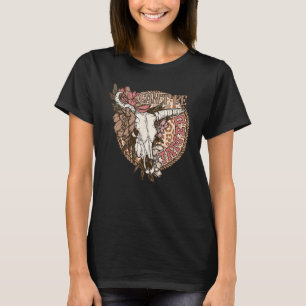 Camiseta Não pode ser violado, o crânio do Boho Floral Ocid