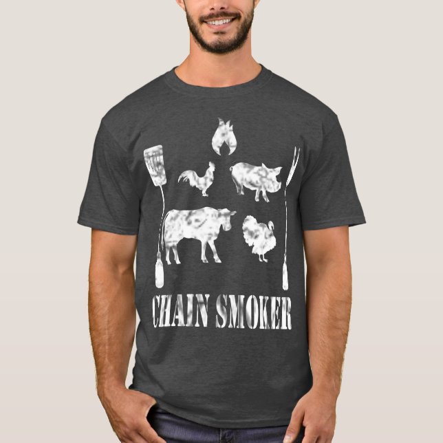 Camiseta Não Posso Deixar De Fumar Carne De CHURRASCO De Fu (Frente)