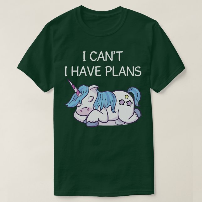Camiseta Não Posso Ter Plano Unicórnio Engraçado Unicórnio  (Frente do Design)