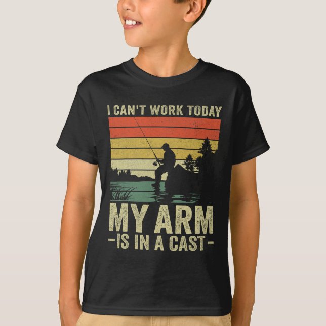 Camiseta Não posso trabalhar hoje, meu braço está em uma go (Frente)