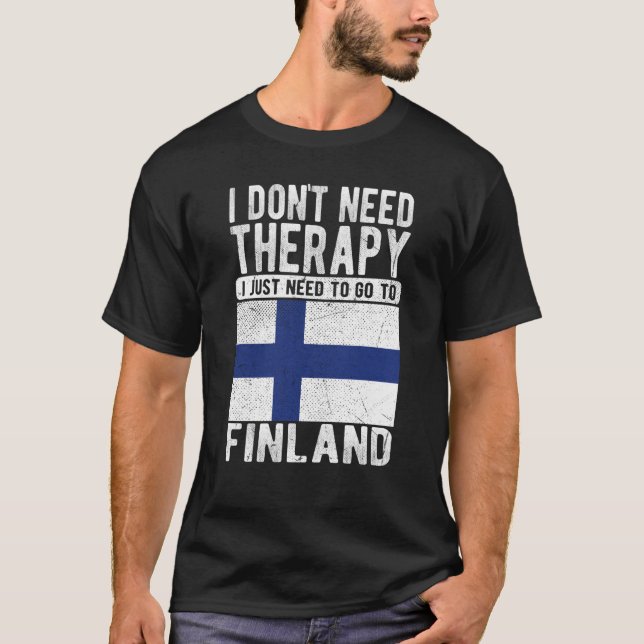 Camiseta Não preciso de terapia, só preciso ir para a Finlâ (Frente)