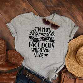 Camiseta Não Responsável Ofensivo Sarcástico Engraçado