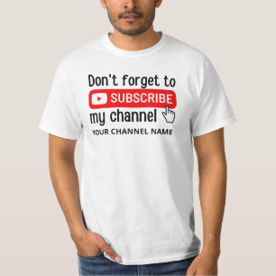 Camiseta Não se esqueça de assinar meu canal personalizado