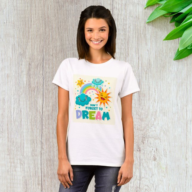 Camiseta Não se esqueça de sonhar nuvens de sol inspiradora (Criador carregado)