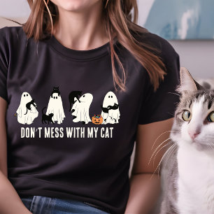 CAMISETA NÃO SE INCOMODE COM A MINHA MÃE DE GATO HALLOWECAT