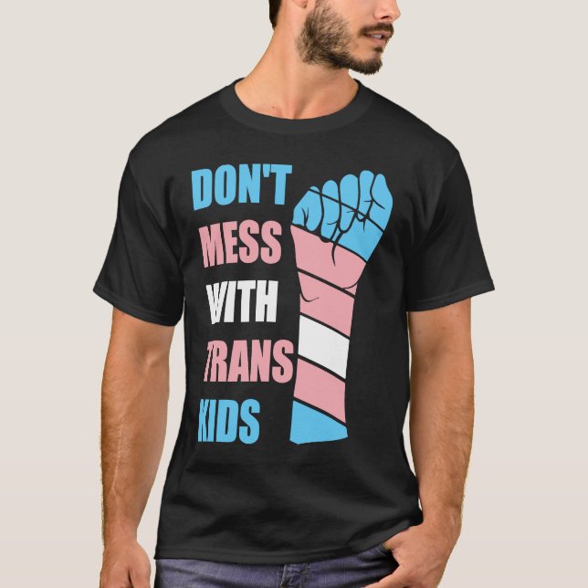 Camiseta Não se meta com a Trans Kids Texas proteja o Trans (Frente)