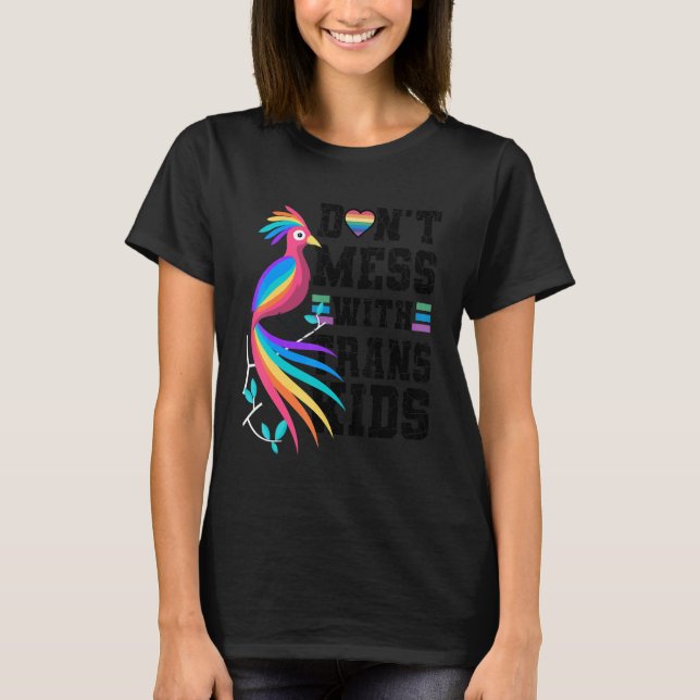 Camiseta Não se meta com as crianças trans proteja a Trans  (Frente)