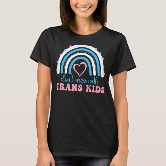 Camiseta Não se meta com o Trans Kids Rainbow Texas Protect (Frente)