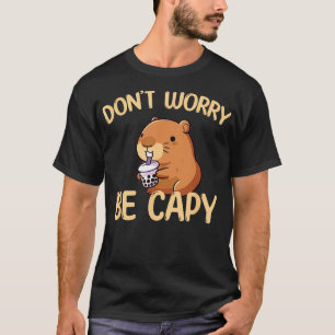 Camiseta Não Se Preocupe Com Capy Boba Bubble Tea Cute Capy