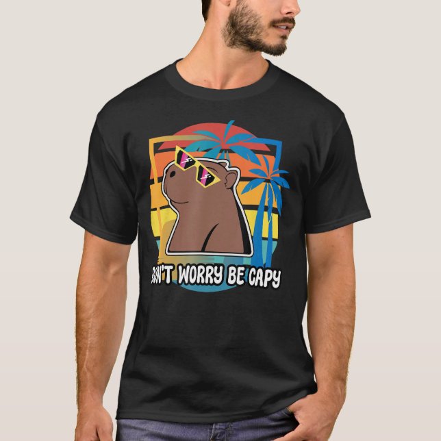 Camiseta Não se preocupe com Capy Capybara Retro Rodent (Frente)