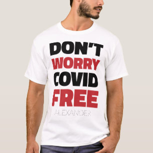 Camiseta Não se preocupe Covid Free Funny Text Red Black Na