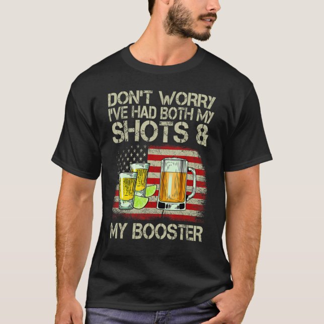 Camiseta Não se preocupe, eu já tive os meus disparos e o m (Frente)