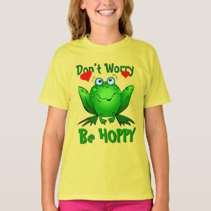 Camiseta Não se preocupe, seja feliz Sapo verde fofo com Co