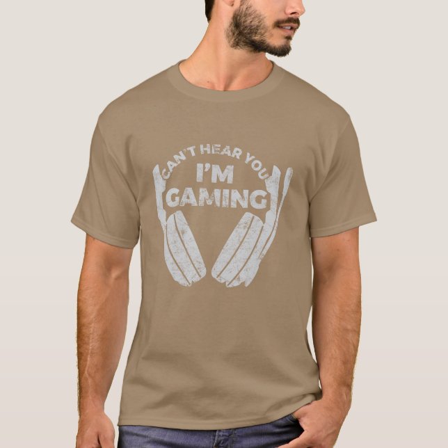 Camiseta Não Sei Ouvir Você Estou Jogando Videos games Engr (Frente)