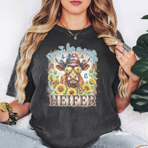 Camiseta Não Seja Uma Novilha Salgada Vaca Engraçada Bandei