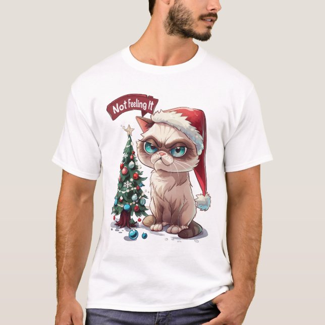 Camiseta Não Sentir - Gato Engraçado (Frente)